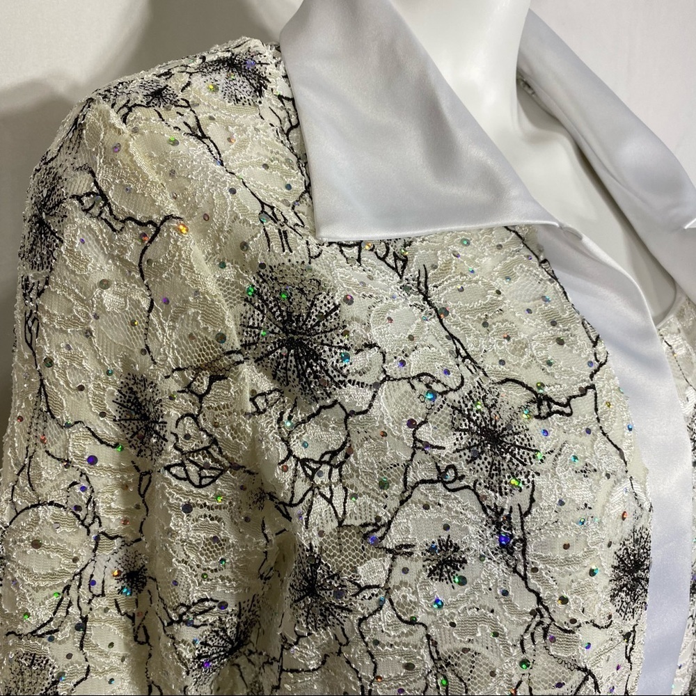 R&M Richards 2PC Rhinestone & Lace Sleeveless Special Event Top & Jacket - Picture 3 of 14